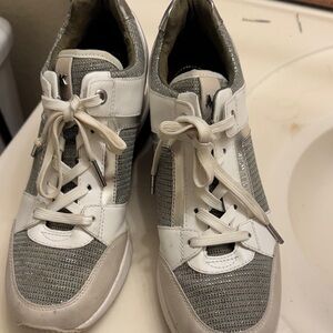 Michael Kors White and Silver Sneakers